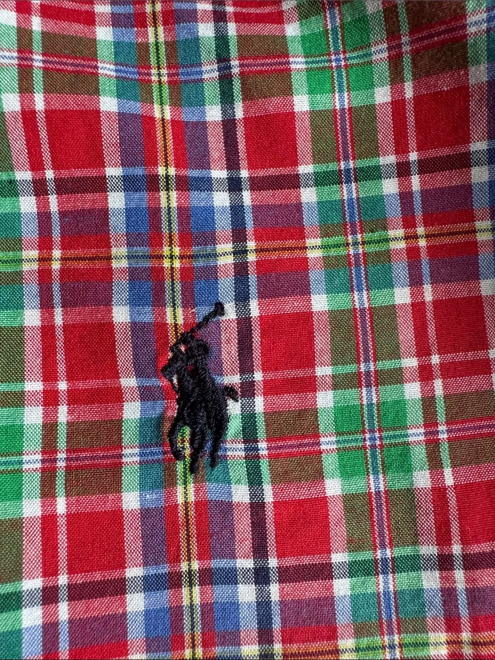 Ralph Lauren Boys Red and Green Plaid Button-Down Shirt size 7